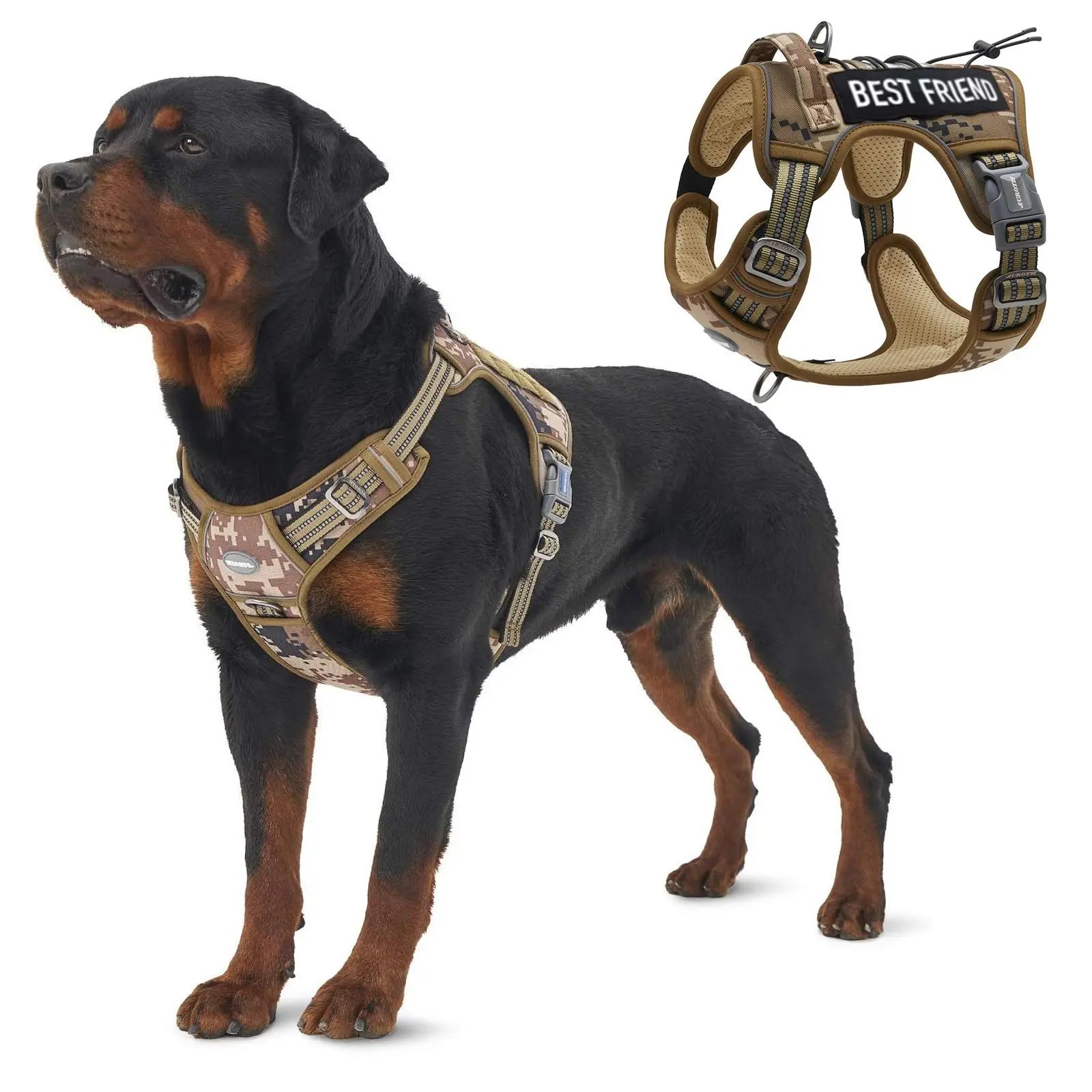 Auroth Tactical Dog Harness - Adjustable No-Pull Harness for Small to Large Dogs, Durable and Reflective Design for Enhanced Control and Safety