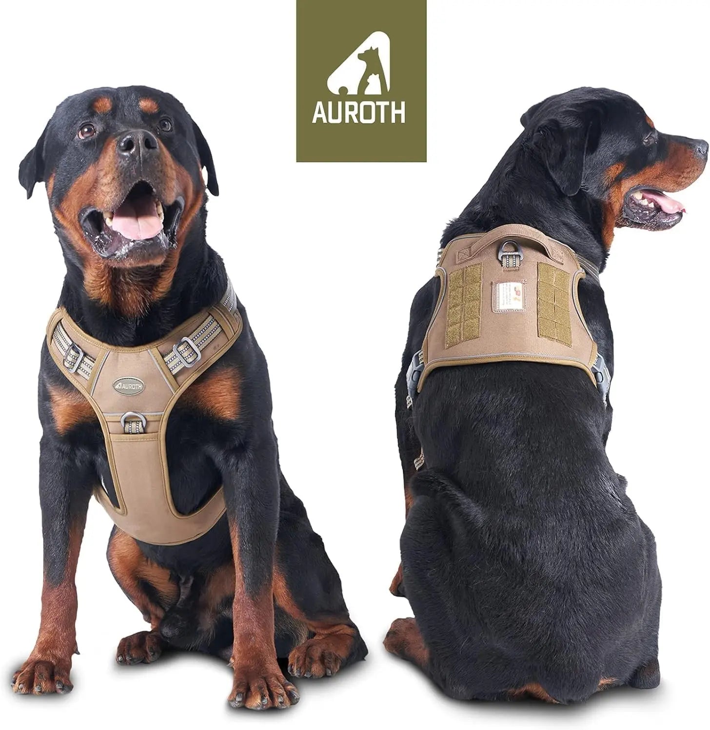 Auroth Tactical Dog Harness - Adjustable No-Pull Harness for Small to Large Dogs, Durable and Reflective Design for Enhanced Control and Safety