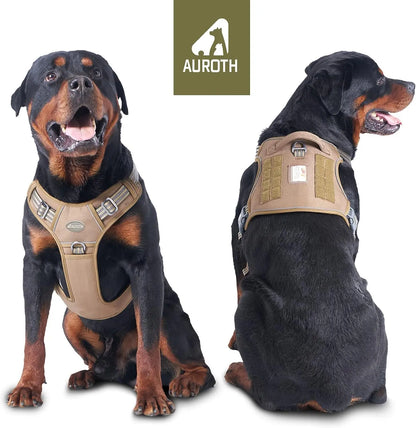 Auroth Tactical Dog Harness - Adjustable No-Pull Harness for Small to Large Dogs, Durable and Reflective Design for Enhanced Control and Safety