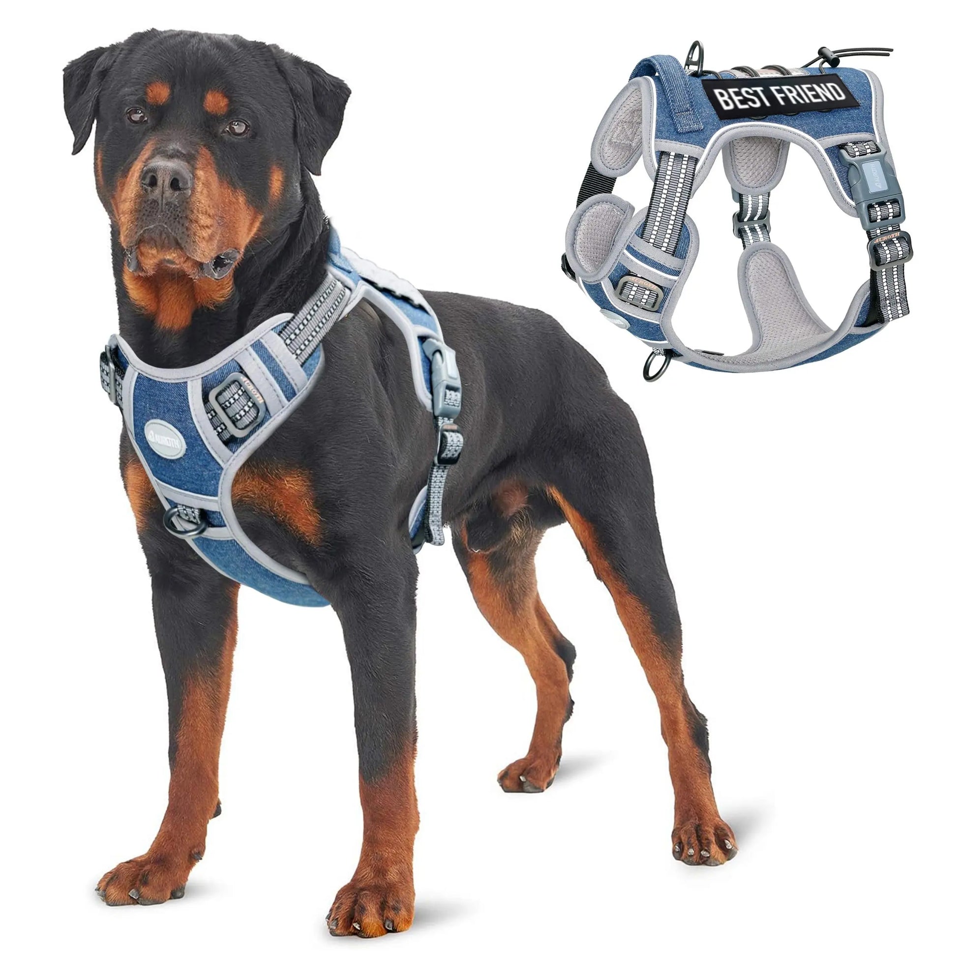 Auroth Tactical Dog Harness - Adjustable No-Pull Harness for Small to Large Dogs, Durable and Reflective Design for Enhanced Control and Safety