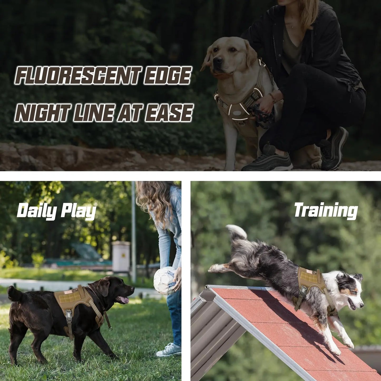 Auroth Tactical Dog Harness - Adjustable No-Pull Harness for Small to Large Dogs, Durable and Reflective Design for Enhanced Control and Safety