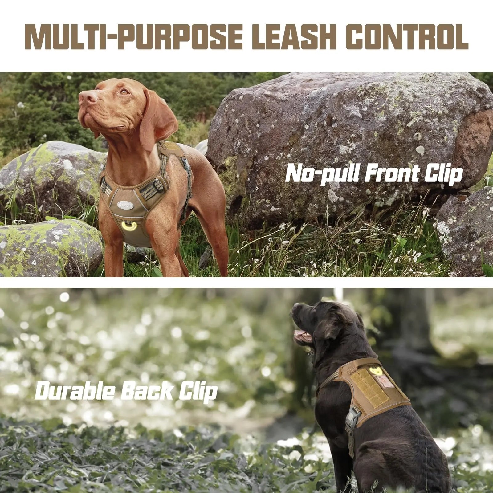 Auroth Tactical Dog Harness - Adjustable No-Pull Harness for Small to Large Dogs, Durable and Reflective Design for Enhanced Control and Safety