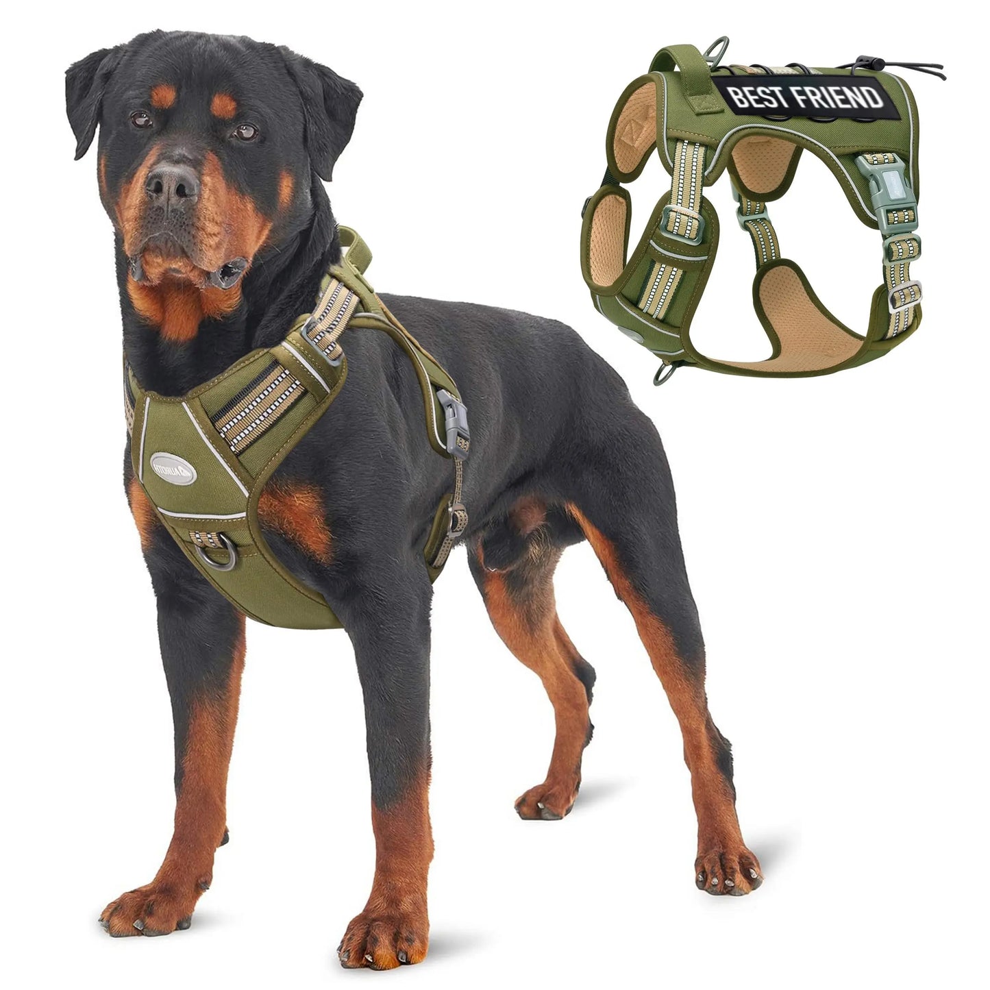 Auroth Tactical Dog Harness - Adjustable No-Pull Harness for Small to Large Dogs, Durable and Reflective Design for Enhanced Control and Safety