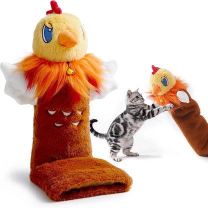 PURETOY Rumble Roo Interactive Cat Wrestling Toy - 22-Inch Kangaroo Puppet with 5 Catnip Pouches and Treat Pocket, Featuring Reinforced Protective Glove for Engaging Play and Bonding for Cats of All Ages