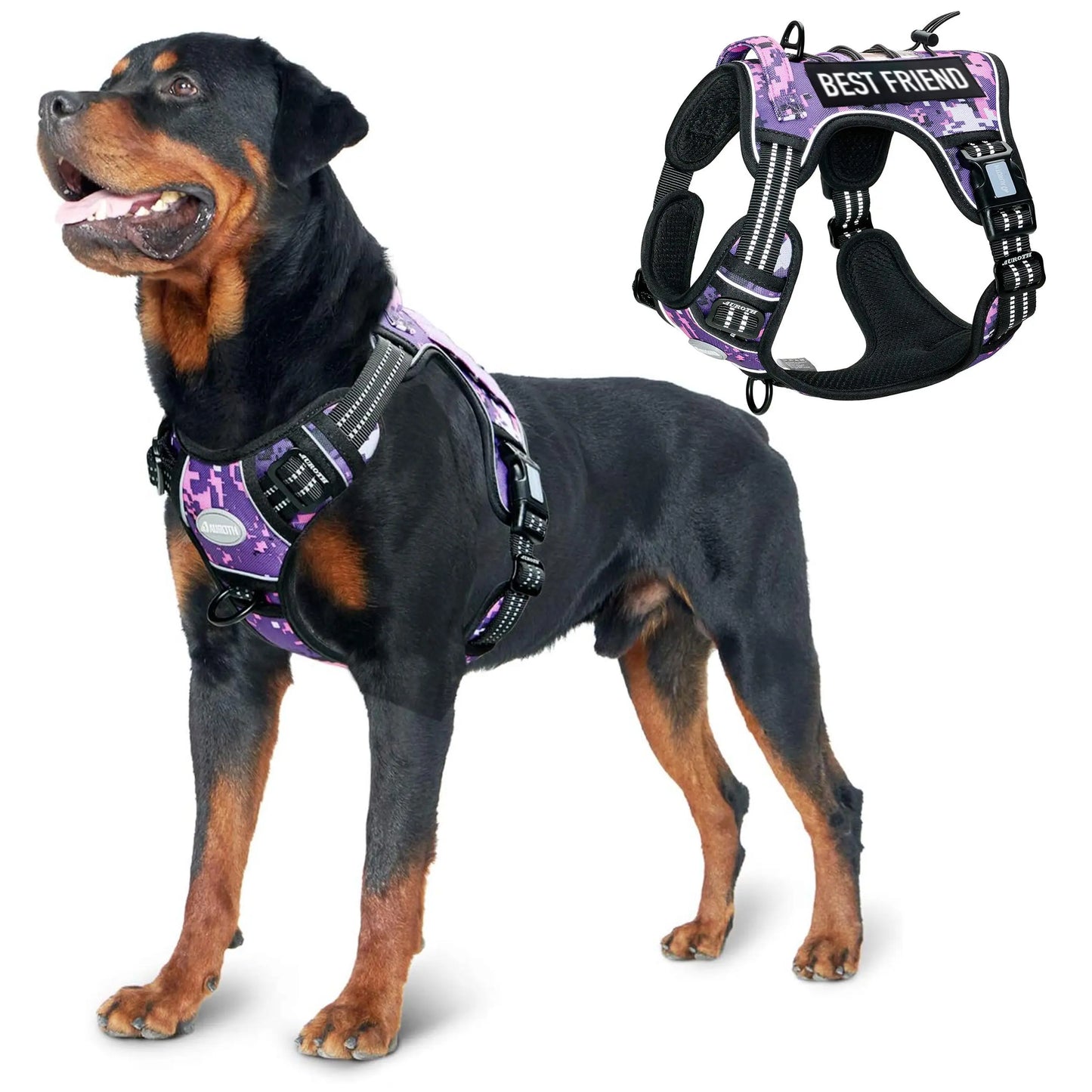 Auroth Tactical Dog Harness - Adjustable No-Pull Harness for Small to Large Dogs, Durable and Reflective Design for Enhanced Control and Safety