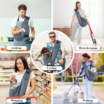 PAWPUBBY Adjustable Sling Carrier for Dogs and Cats - Veterinarian Approved, Padded Shoulder, Breathable Fabric, Portable Design for Pets Up to 15 lbs, Ideal for Travel and Shopping, Perfect Gift for Father's Day