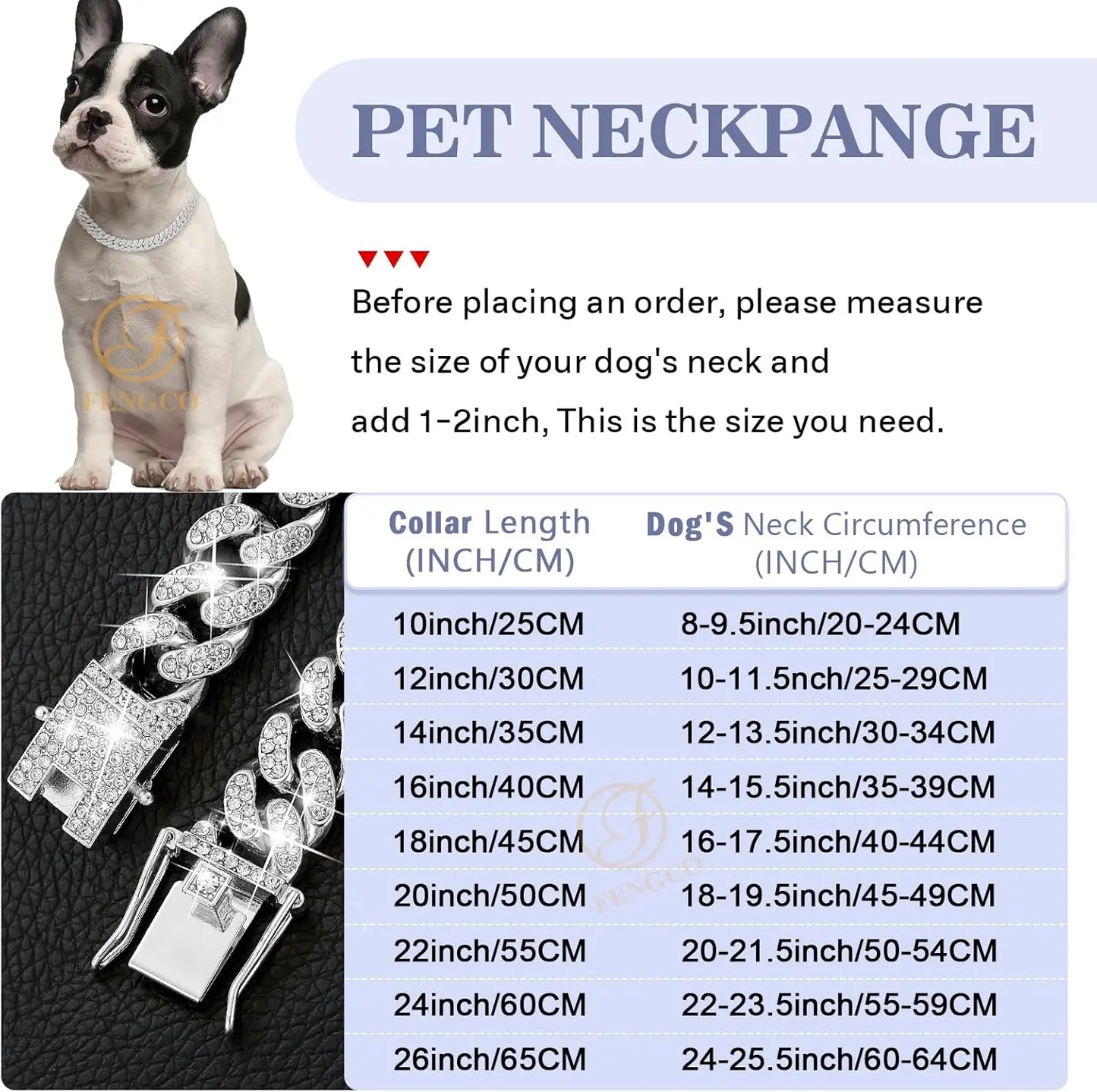 Silver Diamond Cuban Link Dog Collar - 13mm Wide Metal Chain Necklace for Dogs and Cats (16 Inch)