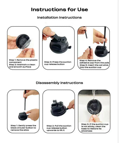 Interactive Cat Toy with Suction Cup Base, Self-Play Feather Wand for Indoor Cats, Includes 7 Replacement Birds with Bells