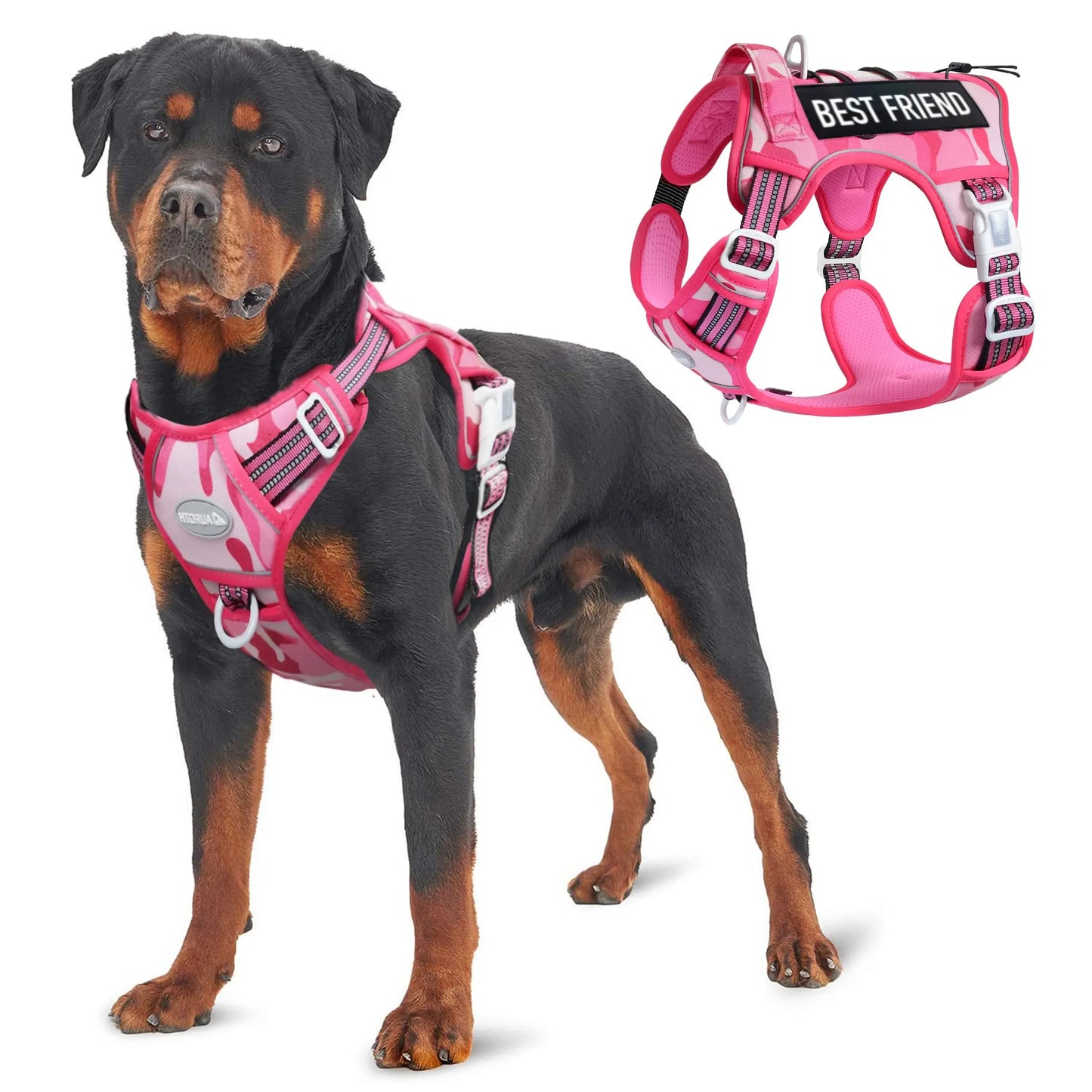 Auroth Tactical Dog Harness - Adjustable No-Pull Harness for Small to Large Dogs, Durable and Reflective Design for Enhanced Control and Safety